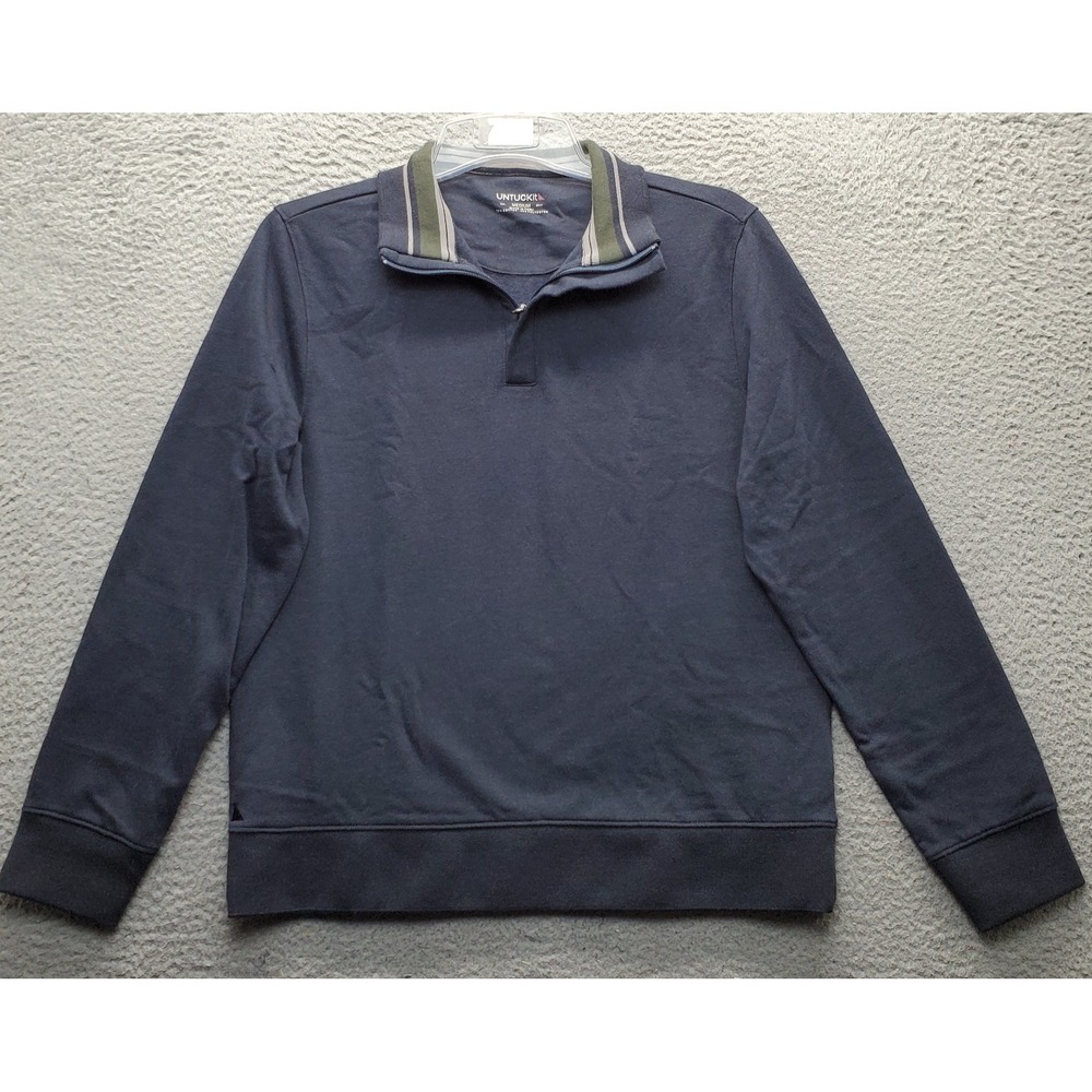 UNTUCKit Golf Sweatshirt Mens M Navy Fleece Lined Long Sleeve 1/4 Zip Pullover